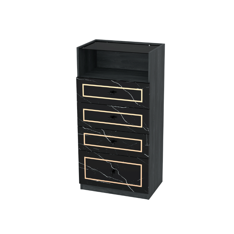 ตู้ลิ้นชัก 4 ลิ้นชัก WISDOM DESIGN FURNITURE GDW-601 60 ซม. สีแอชเกรย์/ดาร์คมาร์เบิ้ล